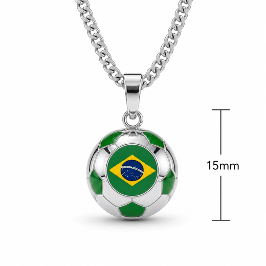 Brazil Soccer Necklace - 18K Gold Plated Stainless Steel