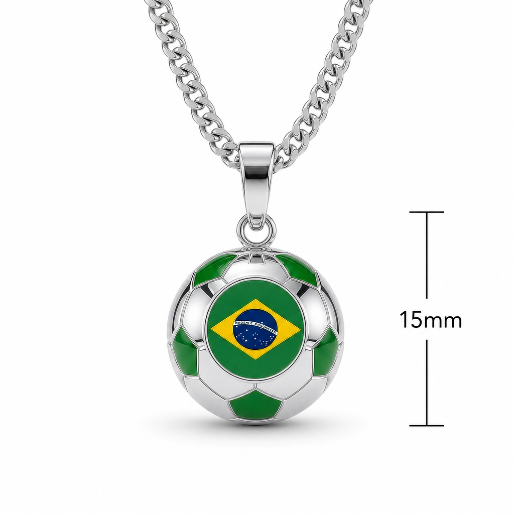 Brazil gold soccer necklace wholesale 3-pack