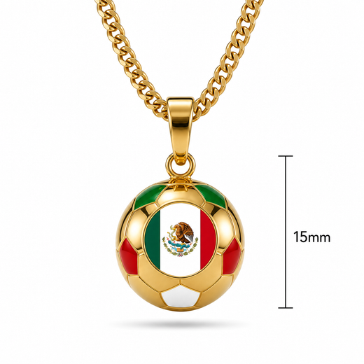 Mexico Soccer Necklace - 18K Gold Plated Stainless Steel