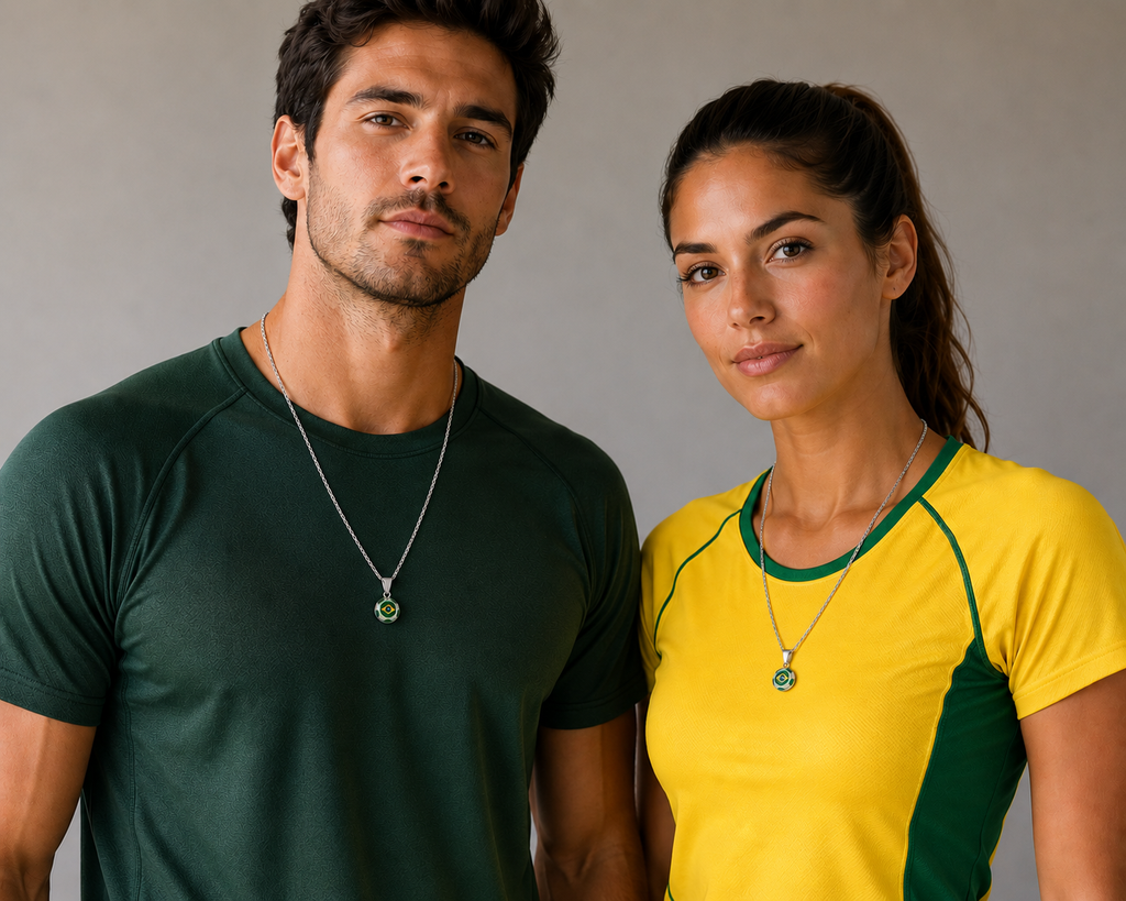Brazil Soccer Necklace - 18K Gold Plated Soccer Ball Pendant, Soccer Fan Gift