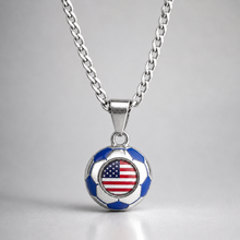 USA Soccer Necklace - Stainless Steel Soccer Ball Pendant, Soccer Fan Gift