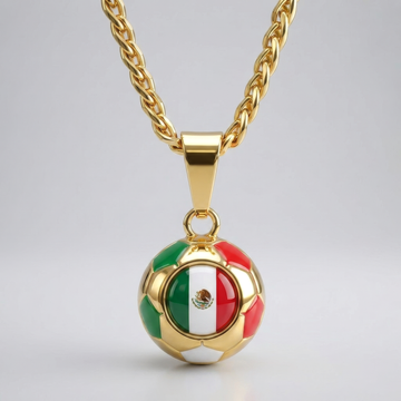 Mexico Soccer Necklace - 18K Gold Plated Soccer Ball Pendant, World Cup Fan Gift