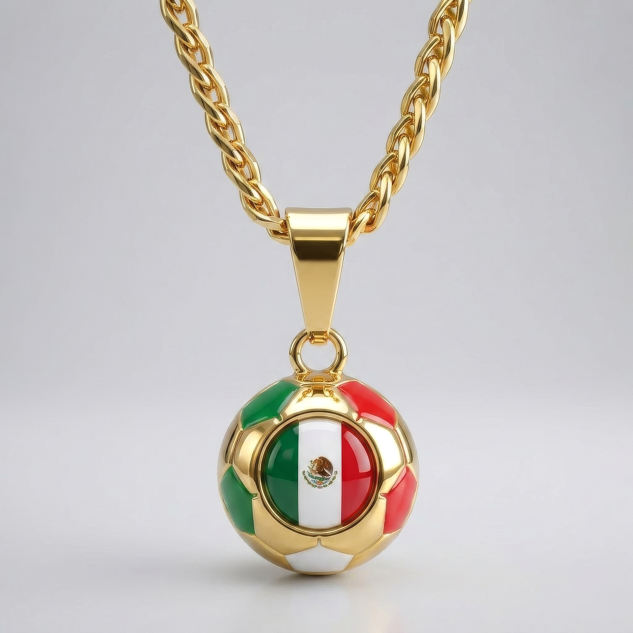 Mexico Soccer Necklace - 18K Gold Plated Soccer Ball Pendant, World Cup Fan Gift