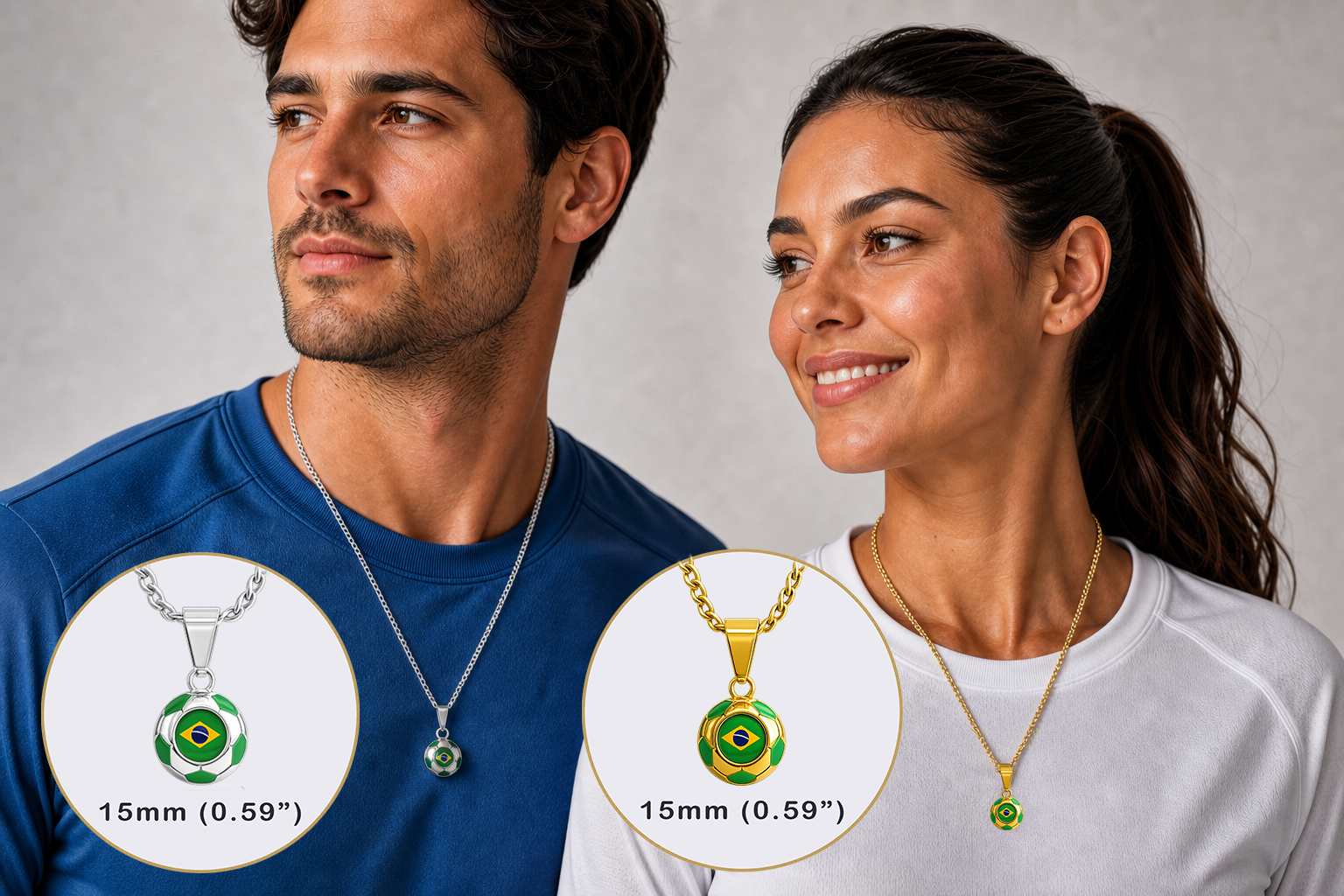 Brazil Soccer Necklace - 18K Gold Plated Soccer Ball Pendant, Soccer Fan Gift