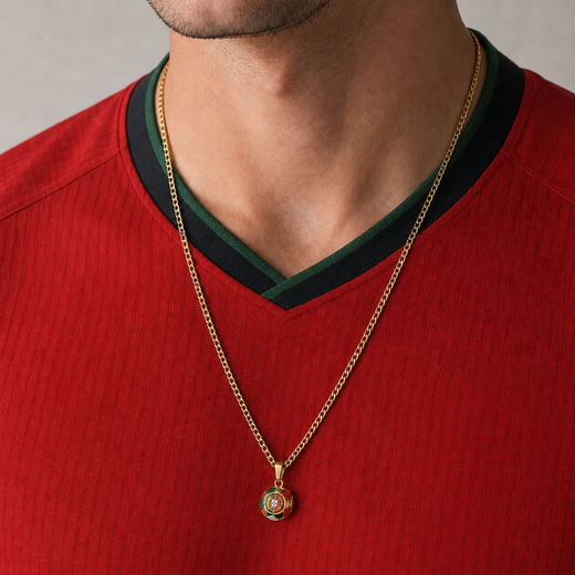 Portugal Soccer Necklace - Stainless Steel Soccer Ball Pendant, Soccer Fan Gift