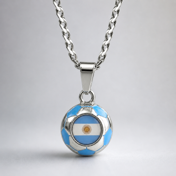 Argentina Soccer Necklace - Stainless Steel Soccer Ball Pendant, World Cup Fan Gift
