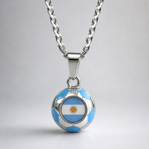 Argentina Soccer Necklace - Stainless Steel Soccer Ball Pendant, World Cup Fan Gift