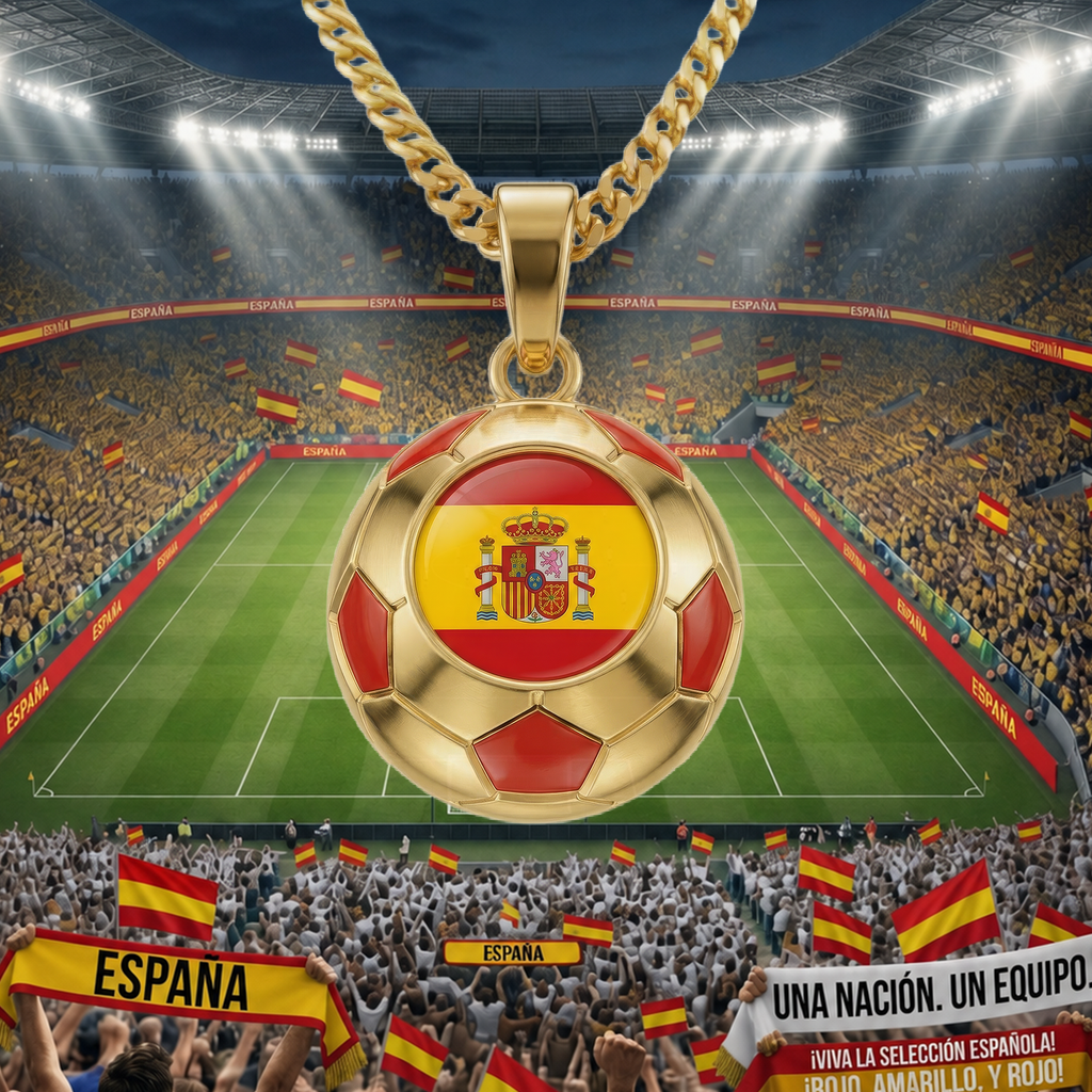 Spain gold soccer necklace