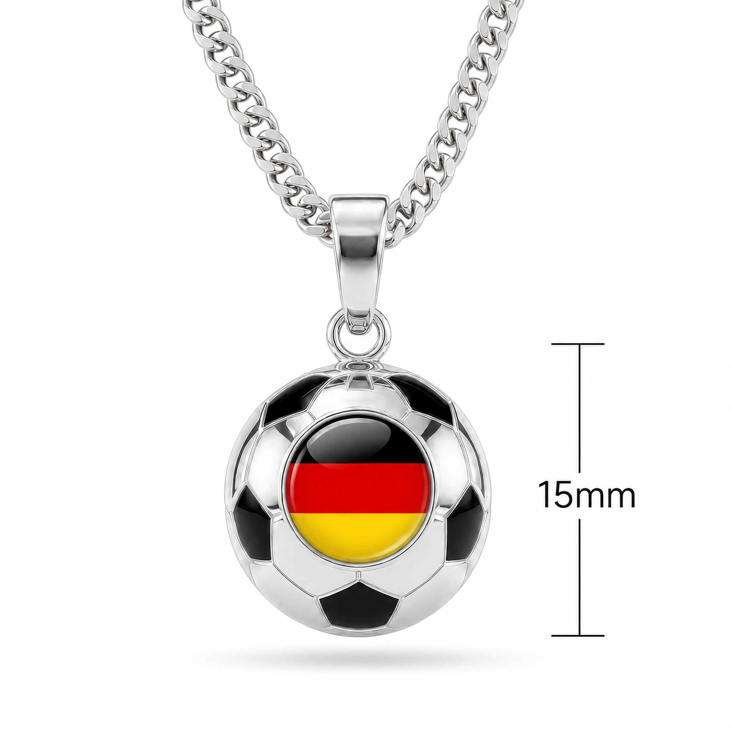 Germany soccer ball pendant with black, red, and gold accents