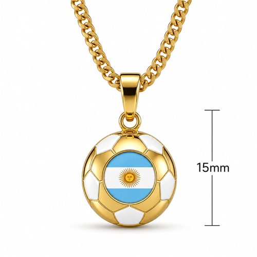 Argentina soccer ball pendant with sky blue and white accents