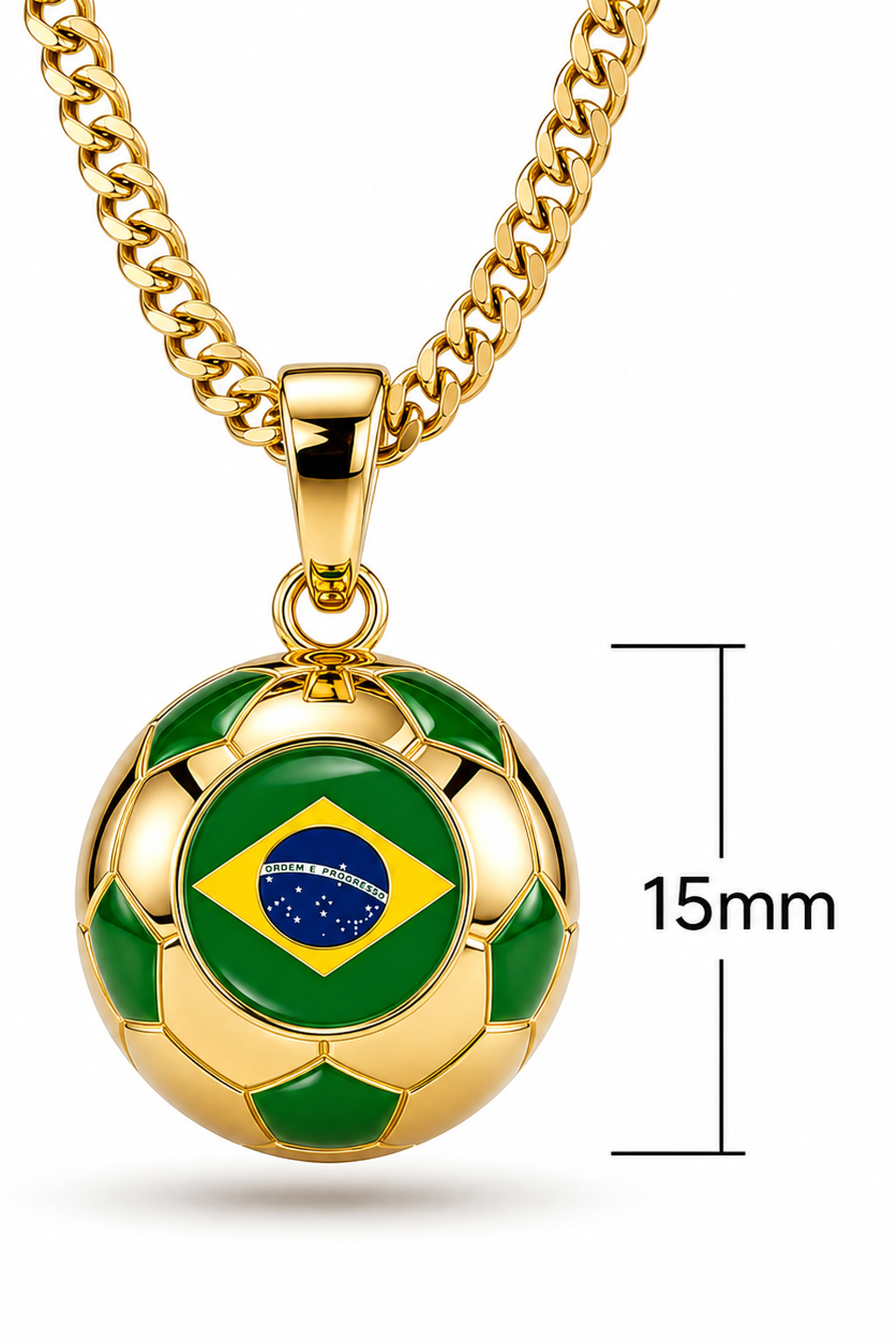 Brazil gold soccer necklace wholesale 3-pack