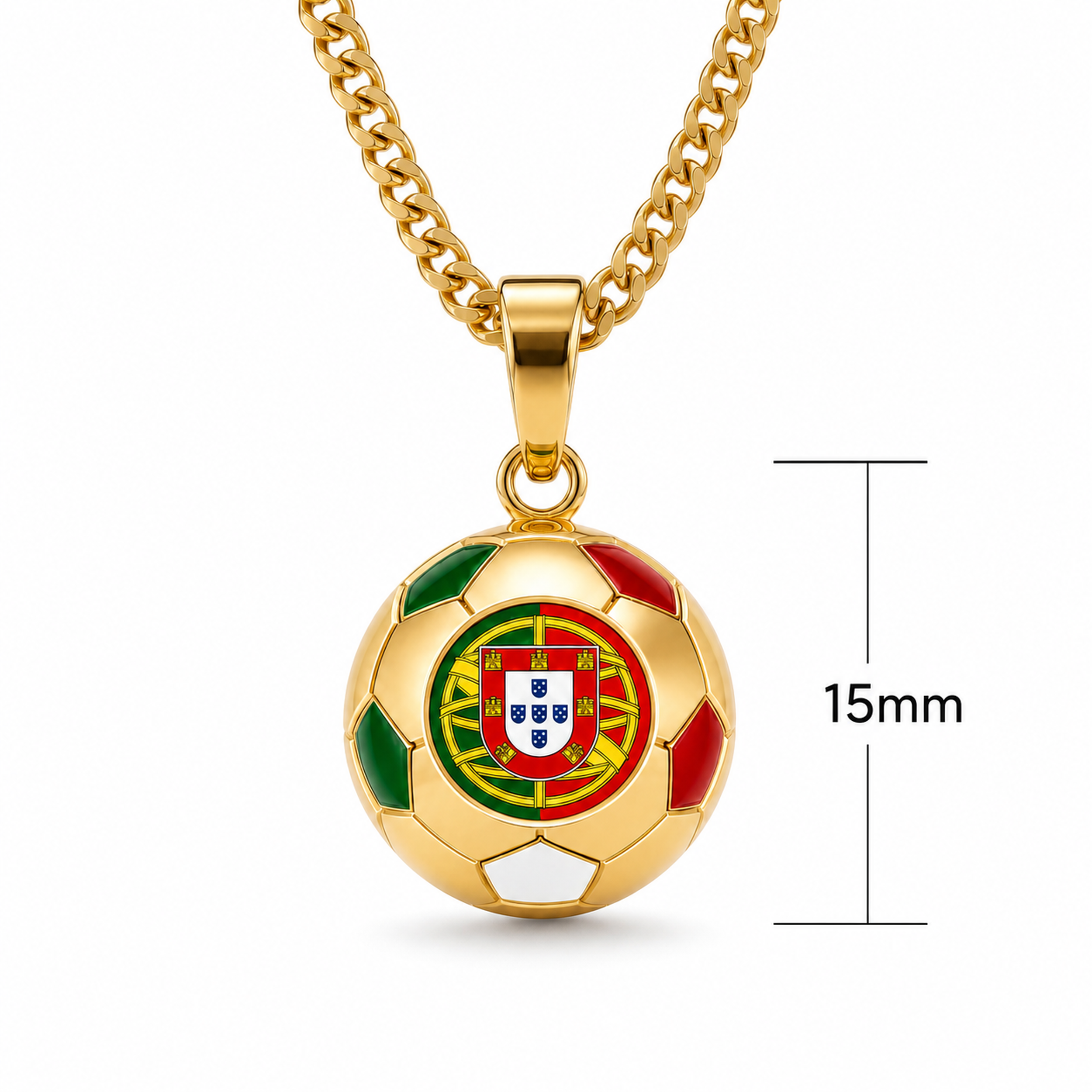 Portugal soccer ball pendant with green and red accents
