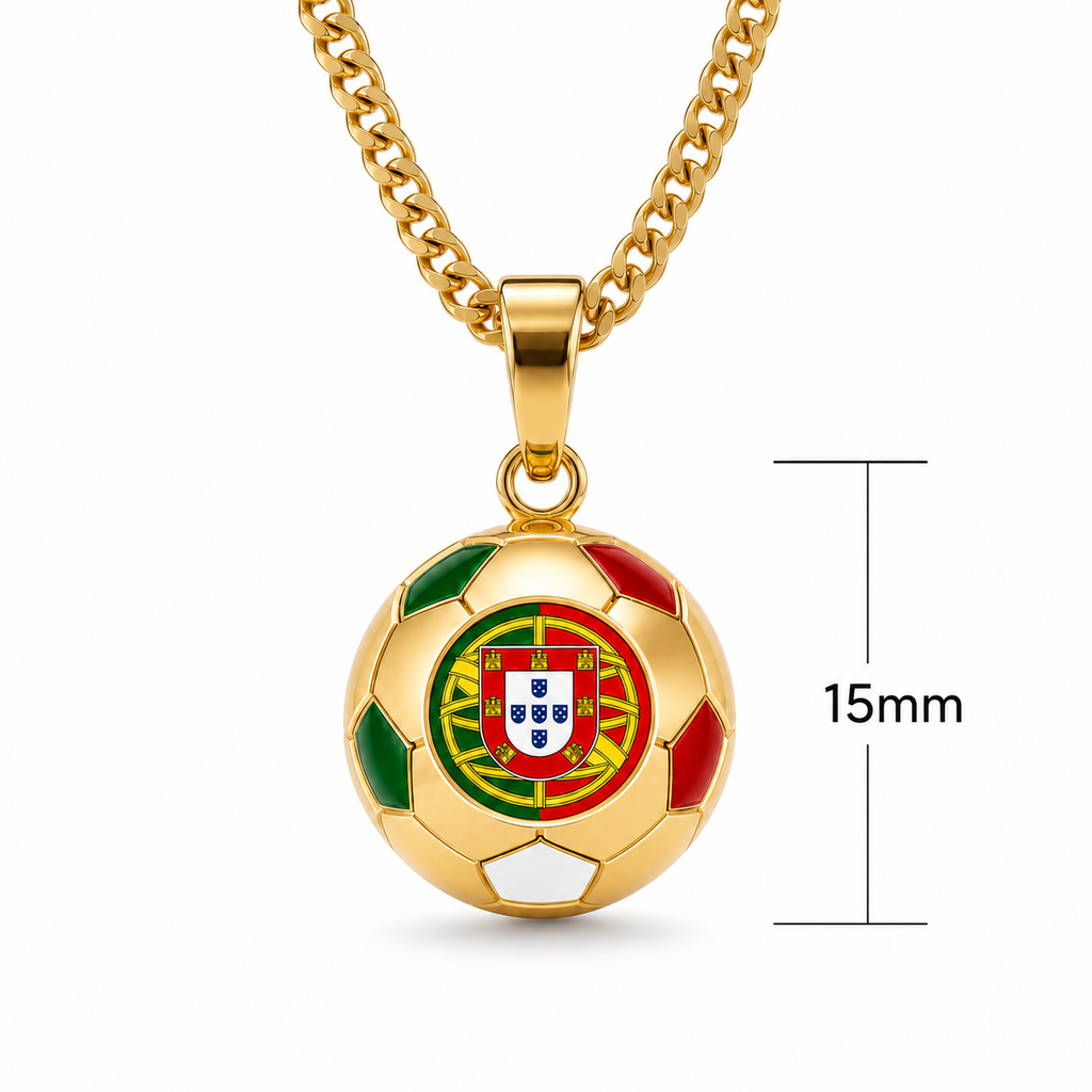 Portugal gold soccer necklace wholesale 3-pack