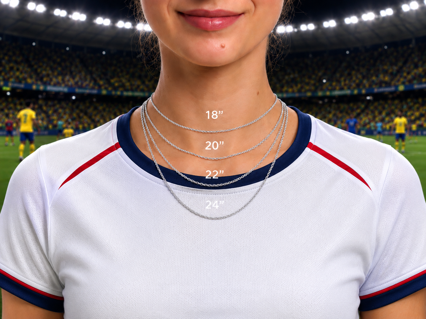 USA Soccer Necklace - Stainless Steel Soccer Ball Pendant, Soccer Fan Gift