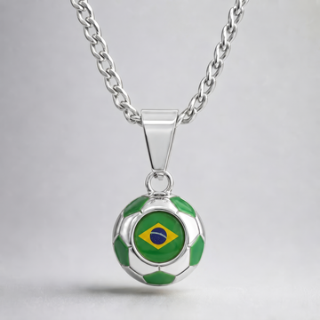 Brazil Soccer Necklace - 18K Gold Plated Soccer Ball Pendant, World Cup Fan Gift