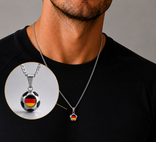 Germany Soccer Necklace - Stainless Steel Soccer Ball Pendant, World Cup Fan Gift