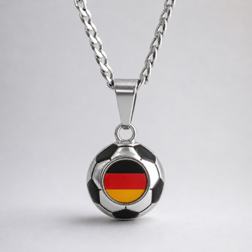 Germany Soccer Necklace - Stainless Steel Soccer Ball Pendant, World Cup Fan Gift