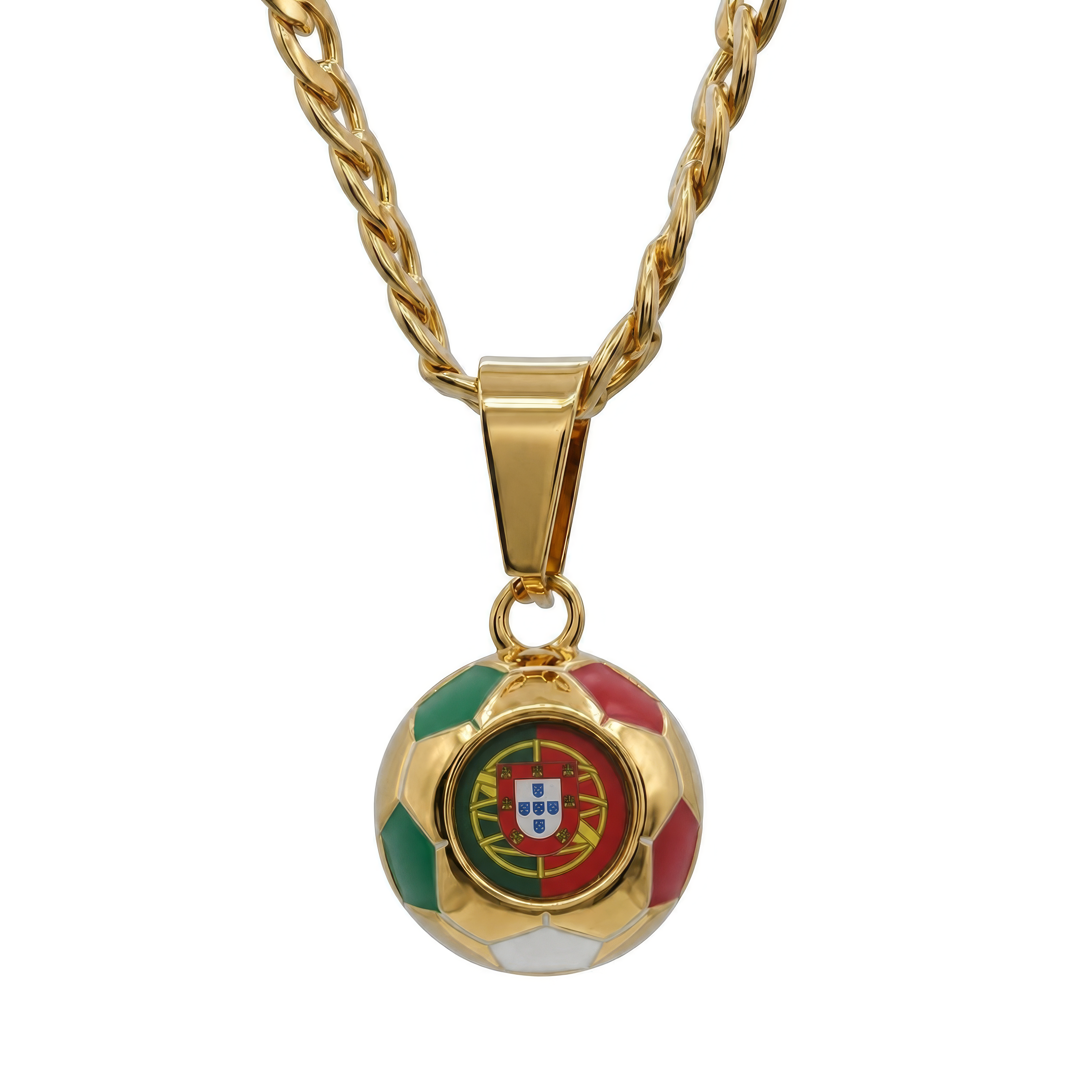 Portugal Soccer Necklace - 18K Gold Plated Soccer Ball Pendant, World Cup Fan Gift