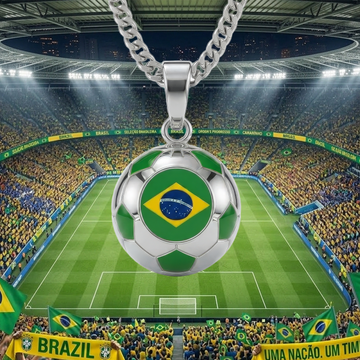 Brazil Soccer Necklace - 18K Gold Plated Stainless Steel