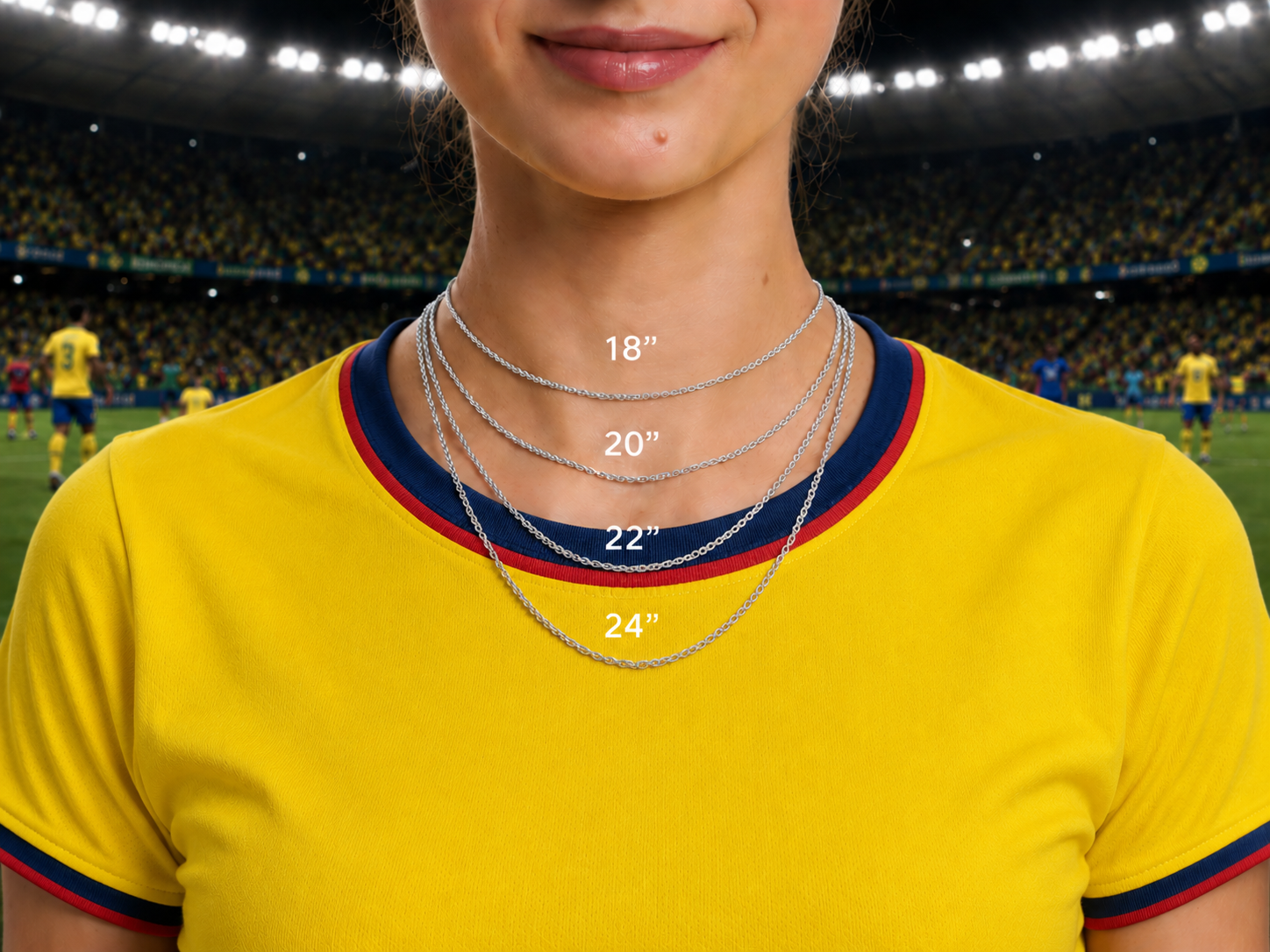 Colombia Soccer Necklace - 18K Gold Plated Soccer Ball Pendant, World Cup Fan Gift