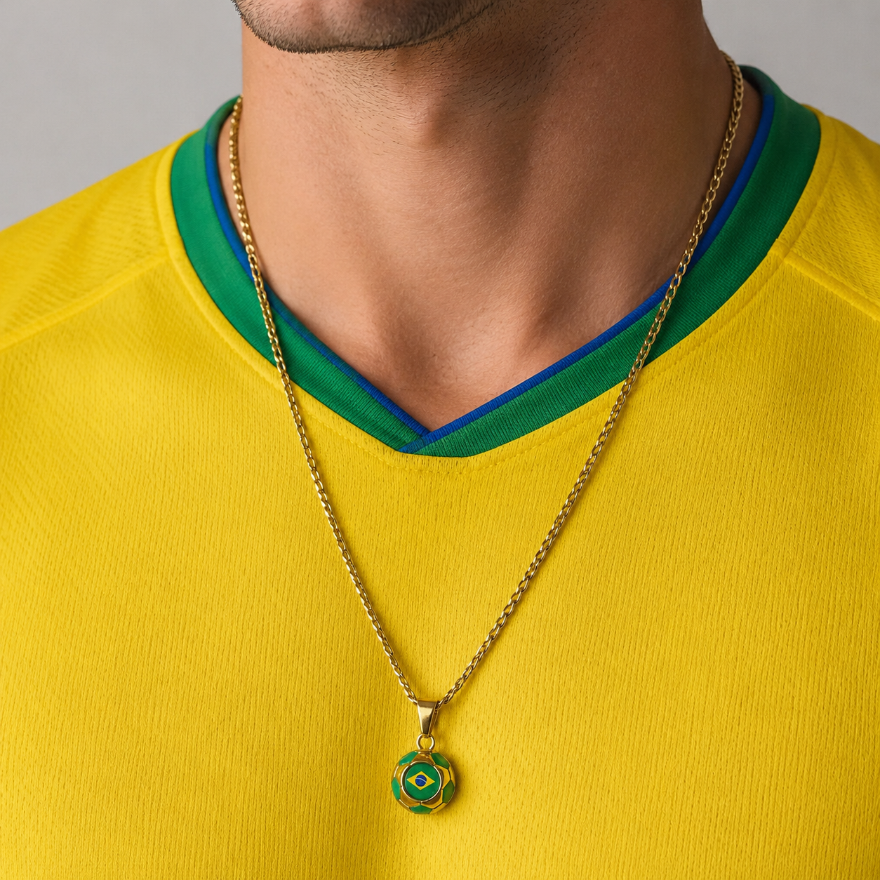 Brazil Soccer Necklace - 18K Gold Plated Soccer Ball Pendant, World Cup Fan Gift