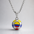 Colombia Soccer Necklace - Stainless Steel Soccer Ball Pendant, Soccer Fan Gift