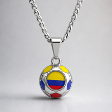 Colombia Soccer Necklace - Stainless Steel Soccer Ball Pendant, Soccer Fan Gift