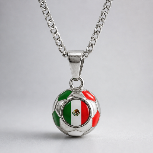 Mexico Soccer Necklace - Stainless Steel Soccer Ball Pendant, World Cup Fan Gift