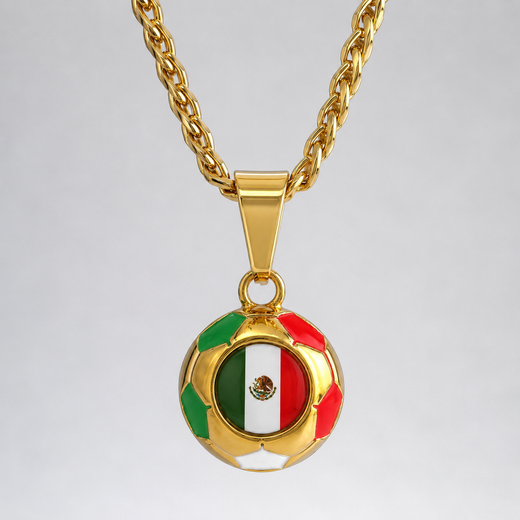 Mexico Soccer Necklace - 18K Gold Plated Soccer Ball Pendant, World Cup Fan Gift