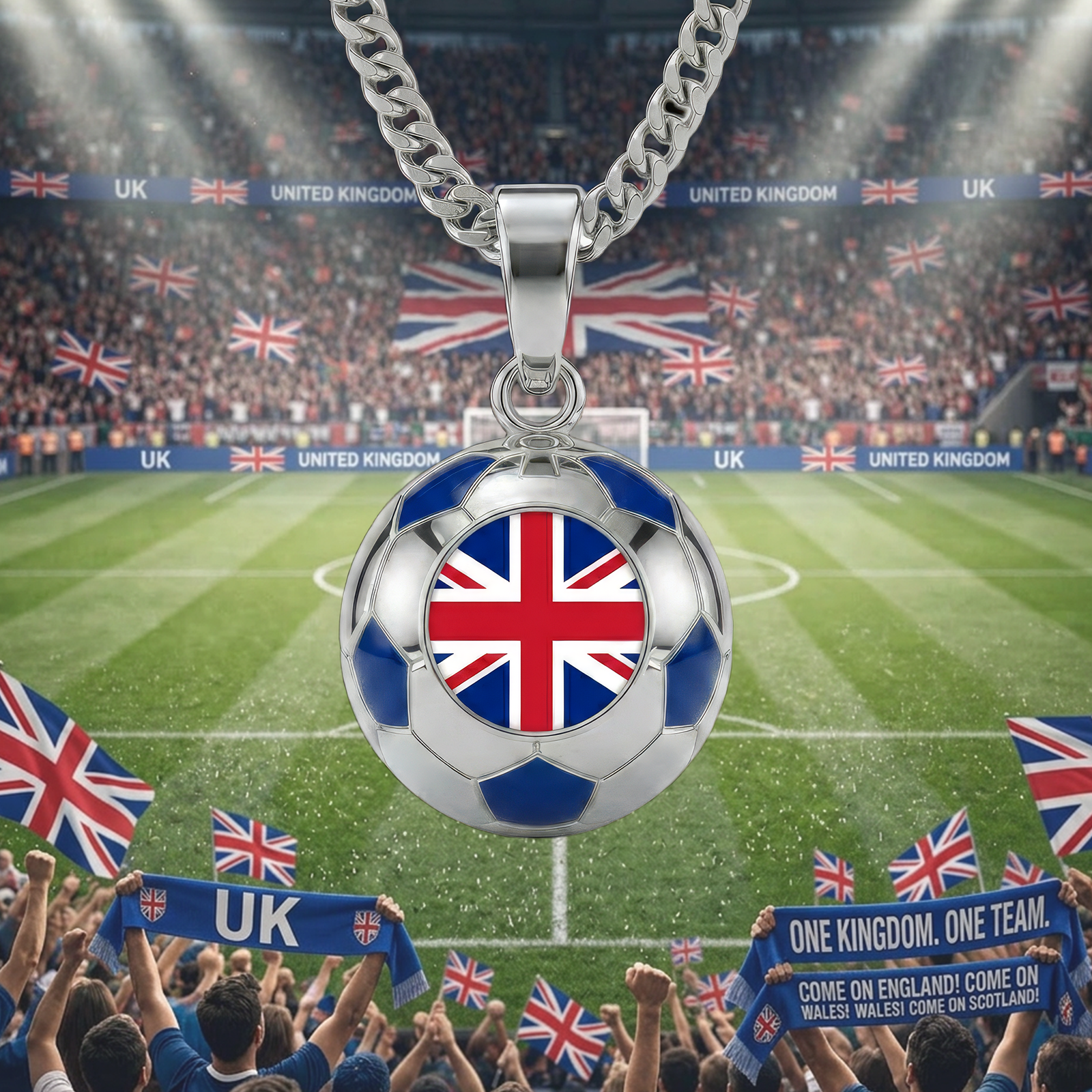 United Kingdom stainless steel soccer necklace