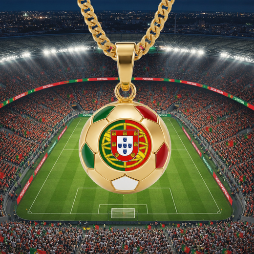 Portugal Soccer Necklace - 18K Gold Plated Stainless Steel