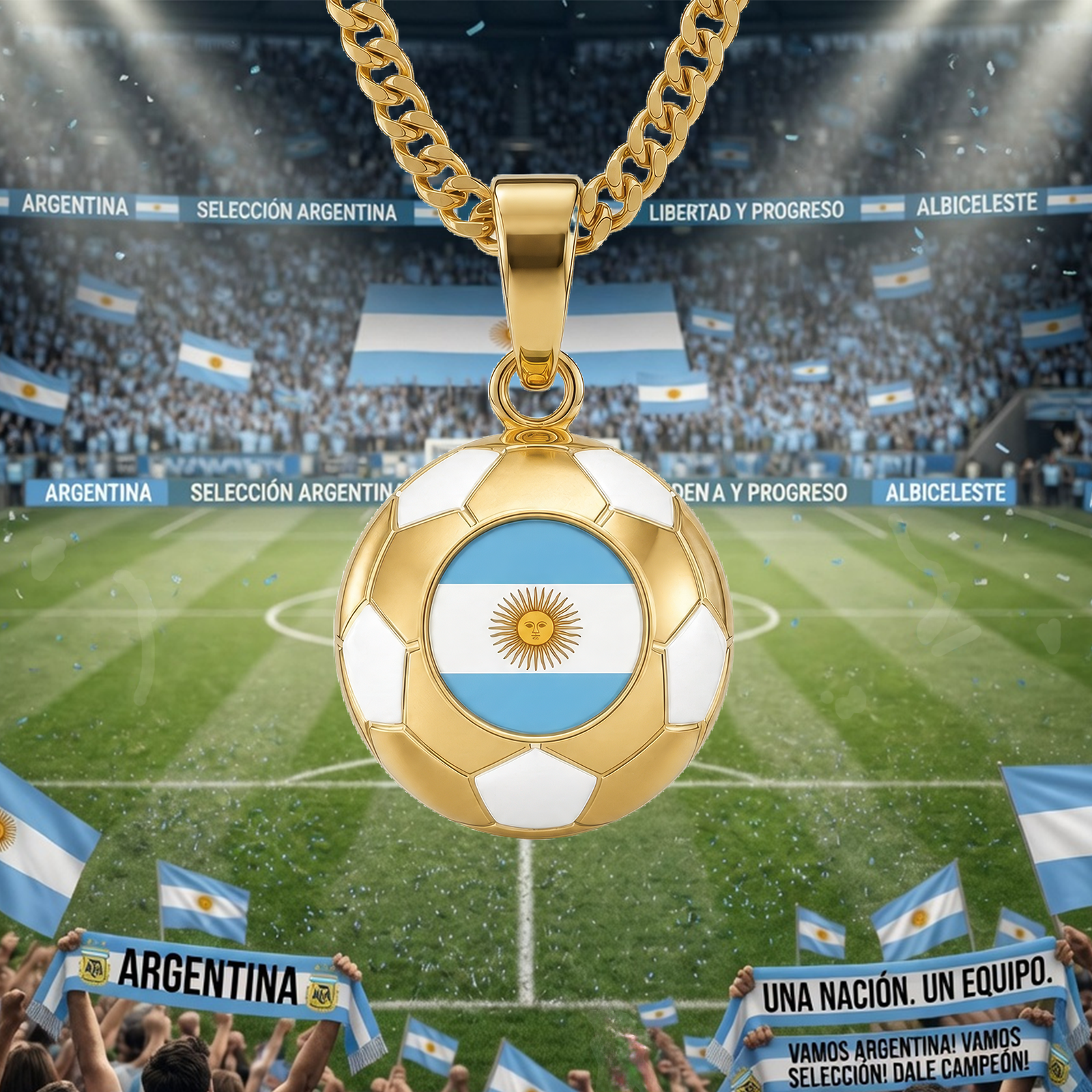 Argentina gold soccer necklace