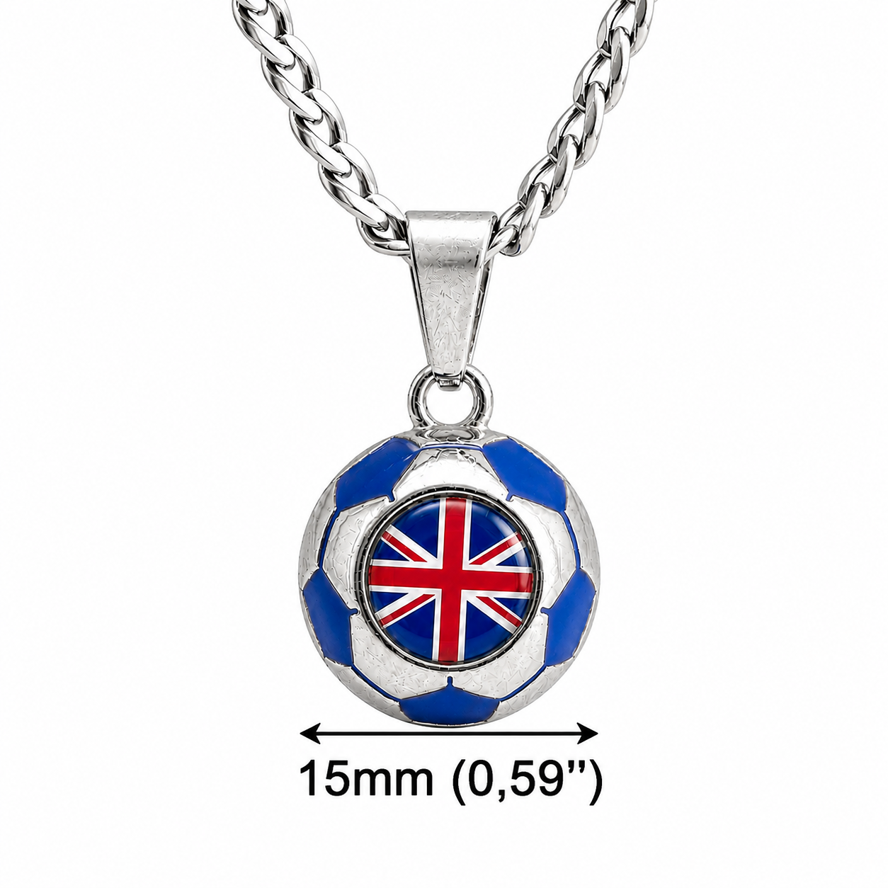 UK Soccer Necklace - Stainless Steel Soccer Ball Pendant, Soccer Fan Gift