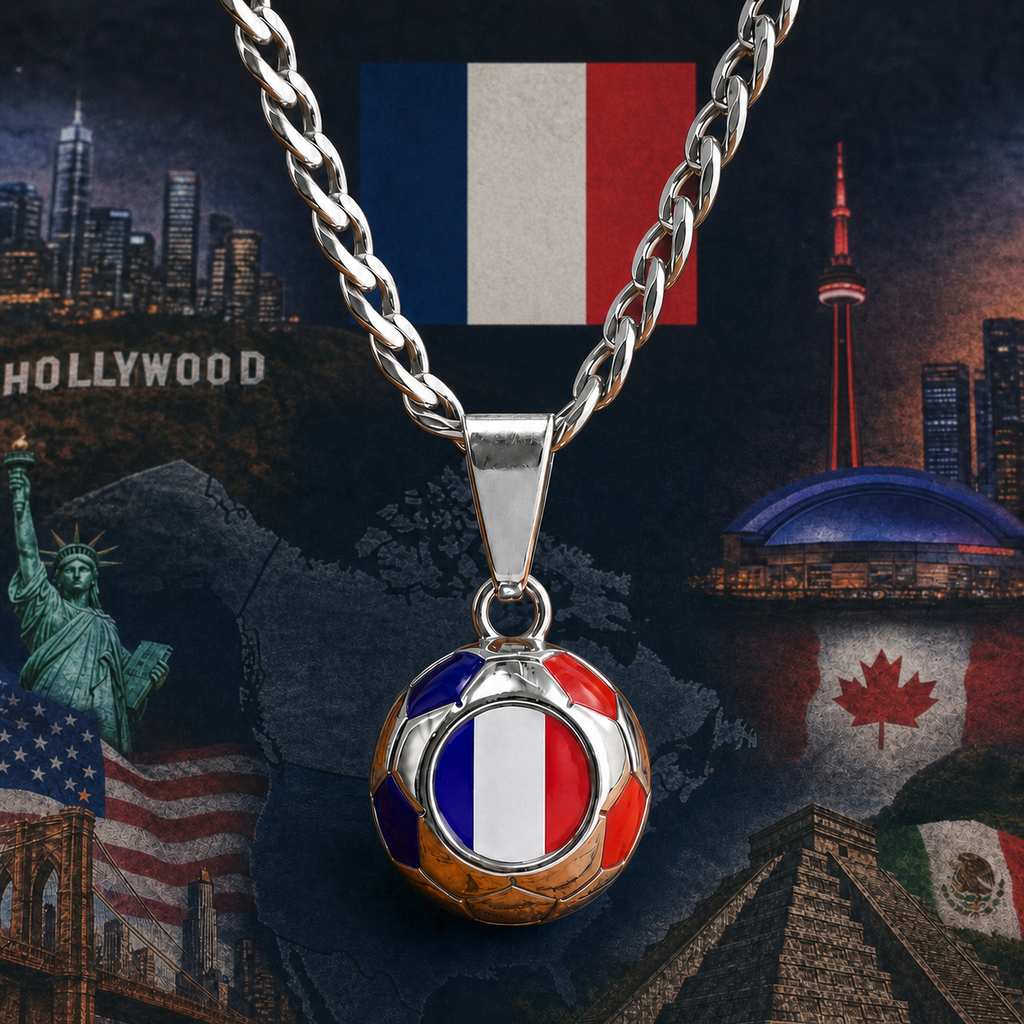 France Soccer Necklace - Stainless Steel Soccer Ball Pendant, Soccer Fan Gift
