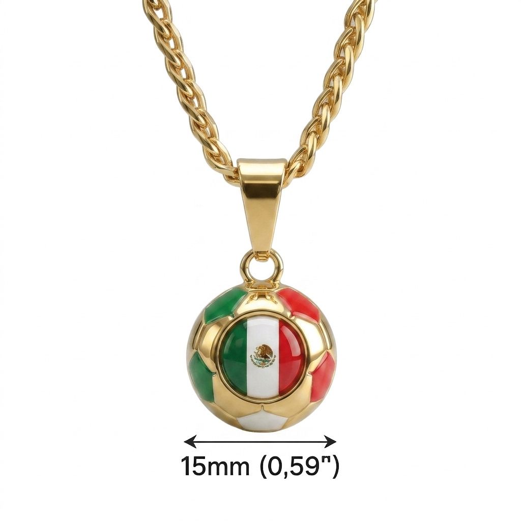 Mexico Soccer Necklace - 18K Gold Plated Soccer Ball Pendant, Soccer Fan Gift
