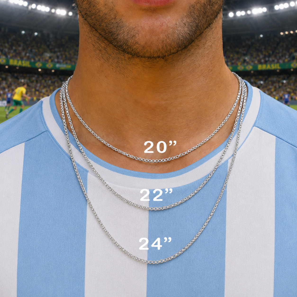 Argentina Soccer Necklace - Stainless Steel Soccer Ball Pendant, Soccer Fan Gift