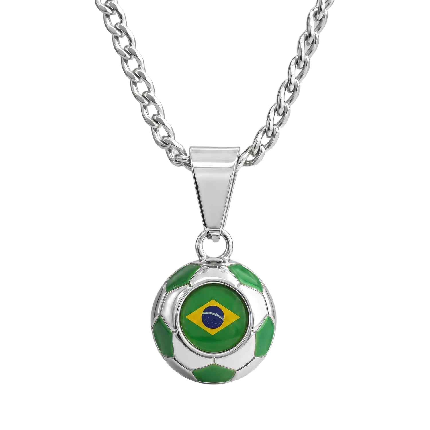 Brazil Soccer Necklace - 18K Gold Plated Soccer Ball Pendant, Soccer Fan Gift