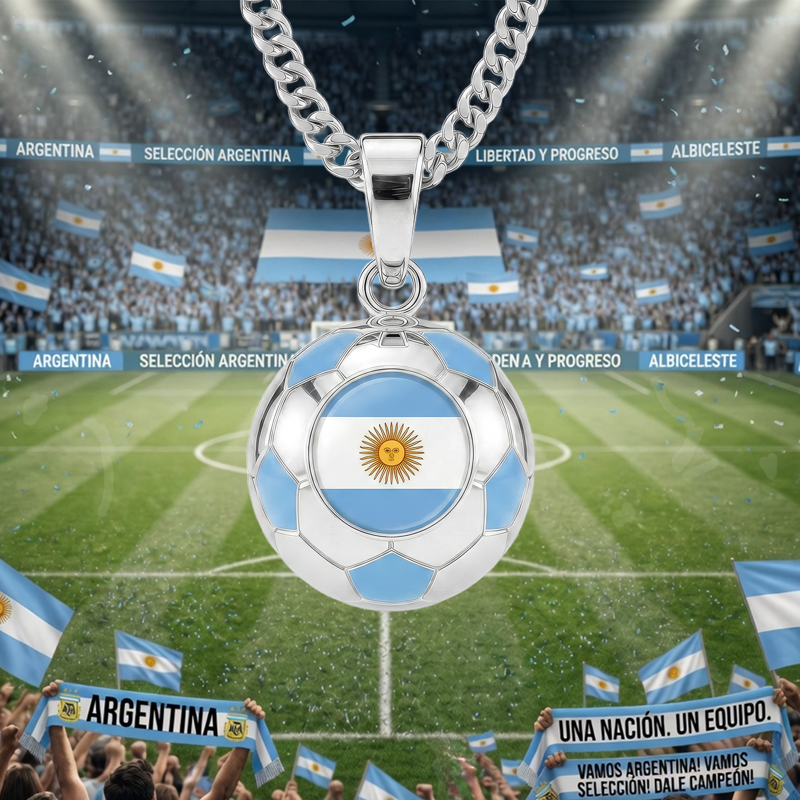 Argentina stainless steel soccer necklace