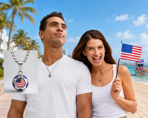 USA Soccer Necklace - Stainless Steel Soccer Ball Pendant, Soccer Fan Gift