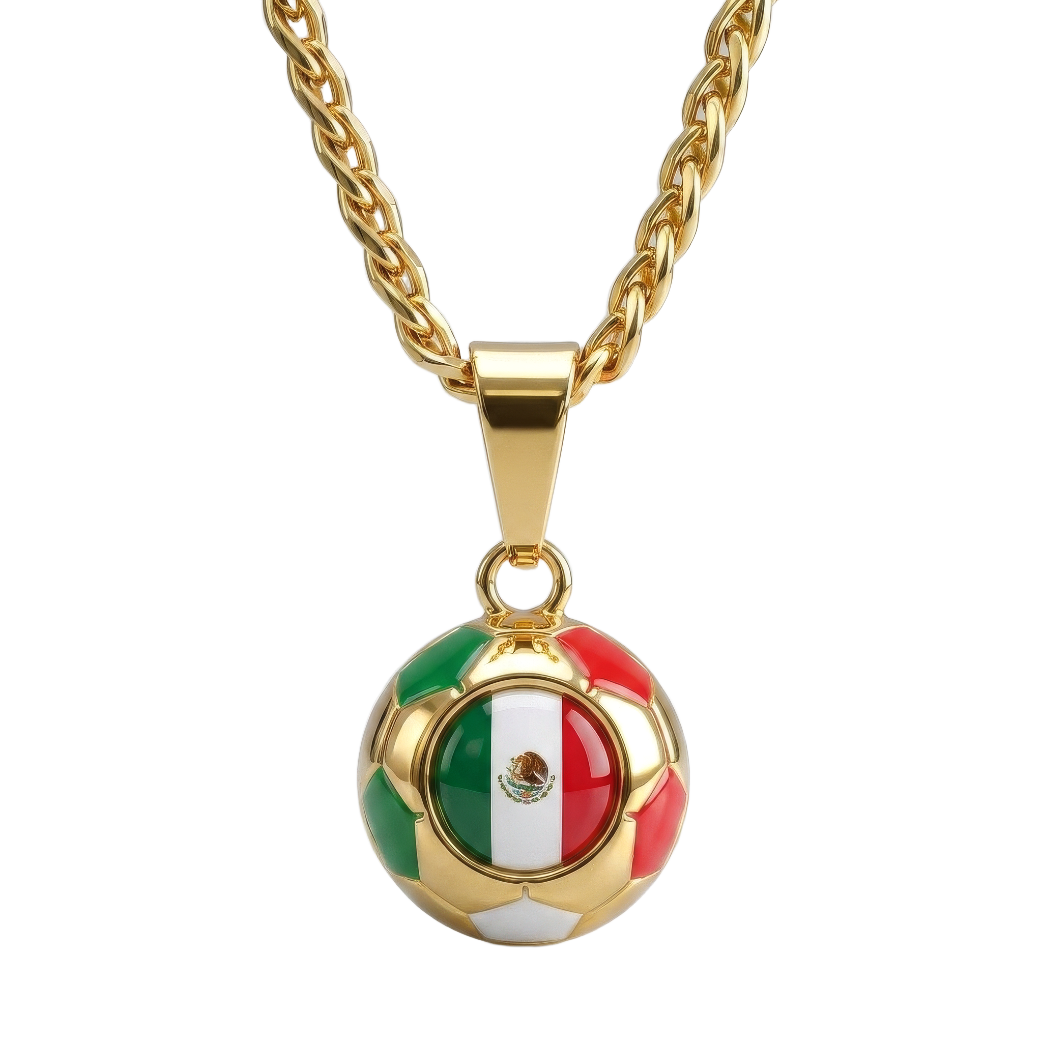 Mexico Soccer Necklace - 18K Gold Plated Soccer Ball Pendant, Soccer Fan Gift