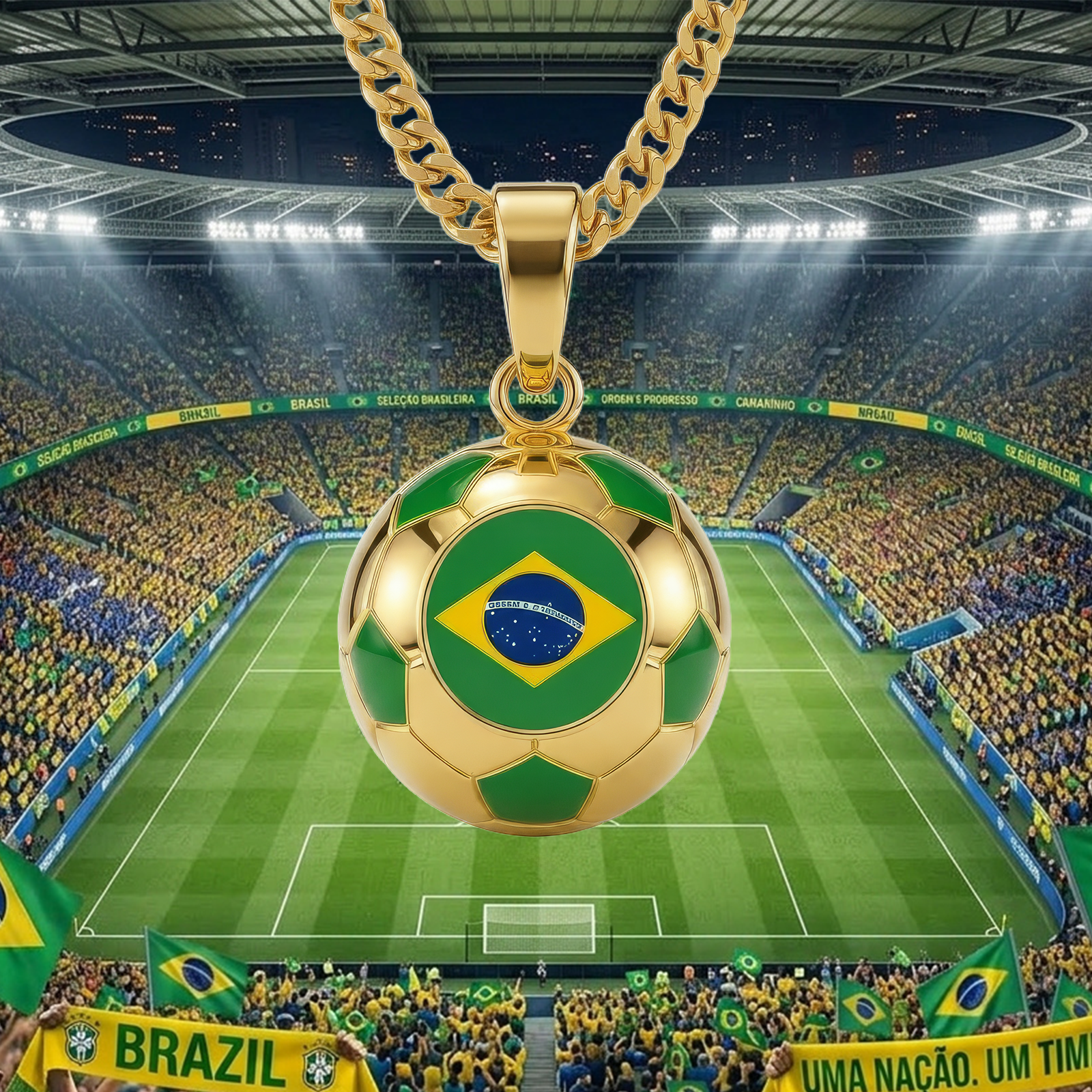 Brazil gold soccer necklace