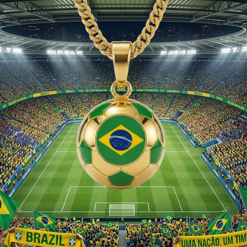 Brazil gold soccer necklace