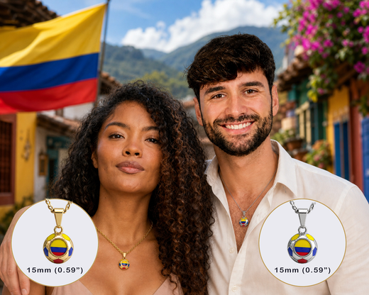 Colombia Soccer Necklace - Stainless Steel Soccer Ball Pendant, World Cup Fan Gift