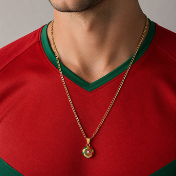 Portugal Soccer Necklace - 18K Gold Plated Soccer Ball Pendant, World Cup Fan Gift