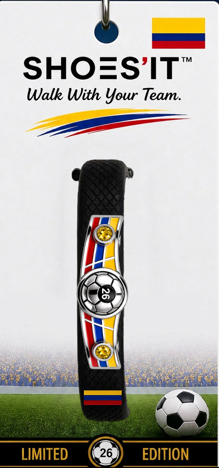 Colombia soccer bracelet on display card