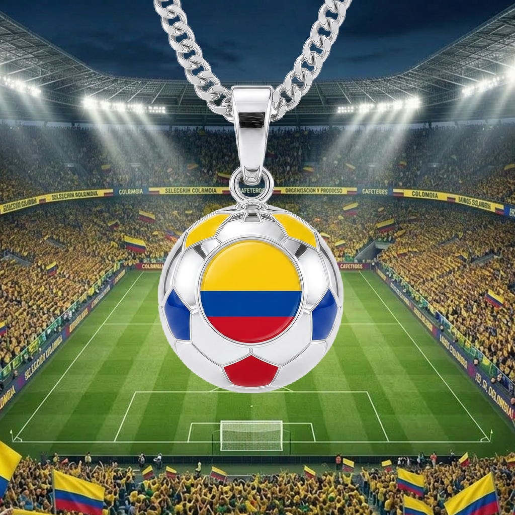 Colombia Soccer Necklace - Stainless Steel