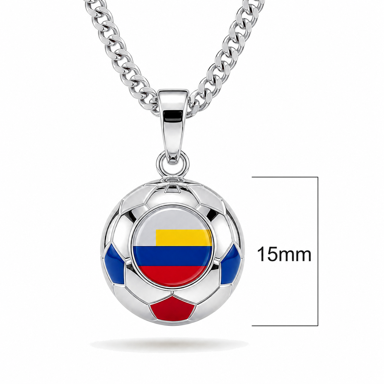 Colombia Soccer Necklace - Stainless Steel detail image
