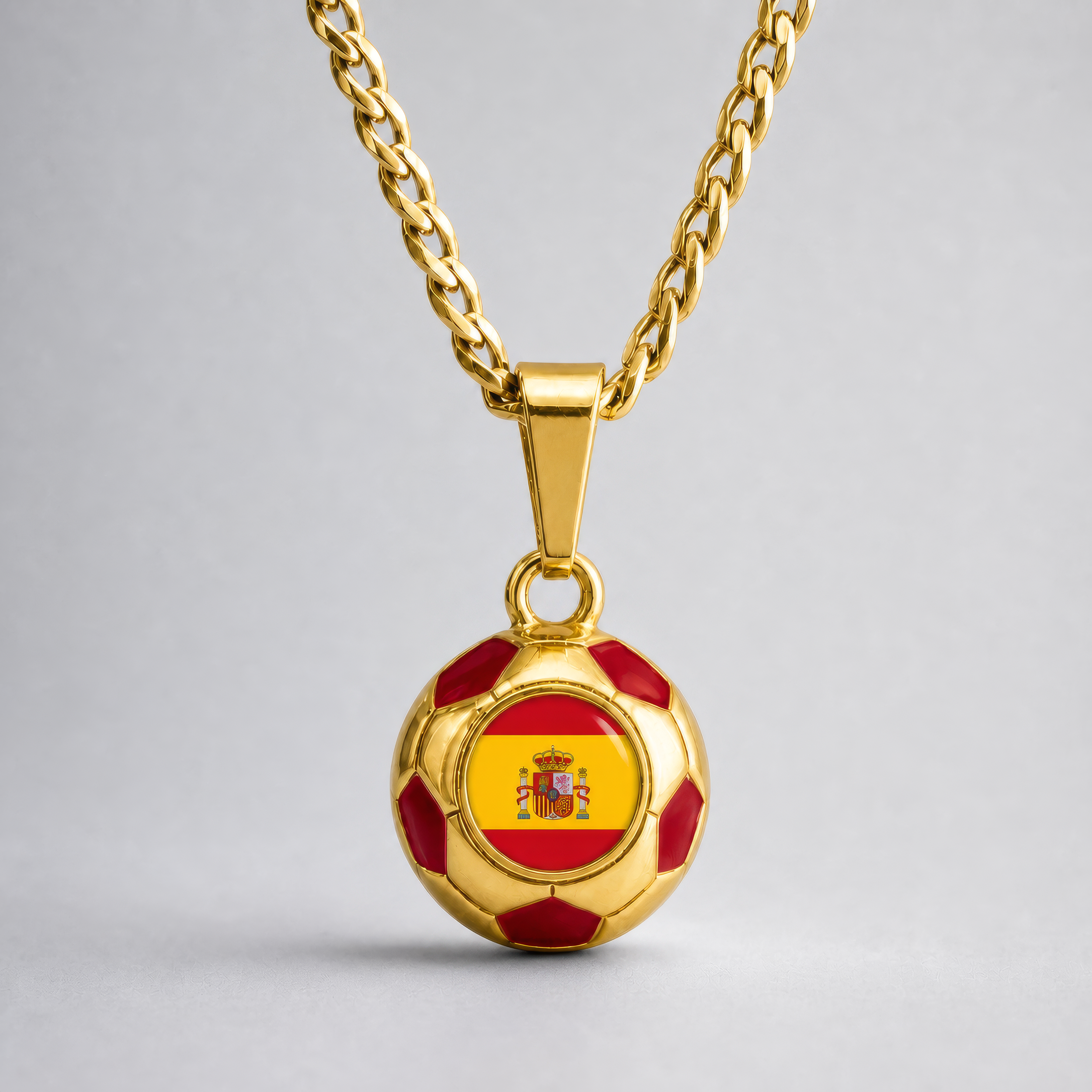 Spain Soccer Necklace - 18K Gold Plated Soccer Ball Pendant, World Cup Fan Gift