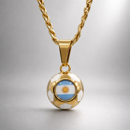 Argentina Soccer Necklace - 18K Gold Plated Soccer Ball Pendant, World Cup Fan Gift