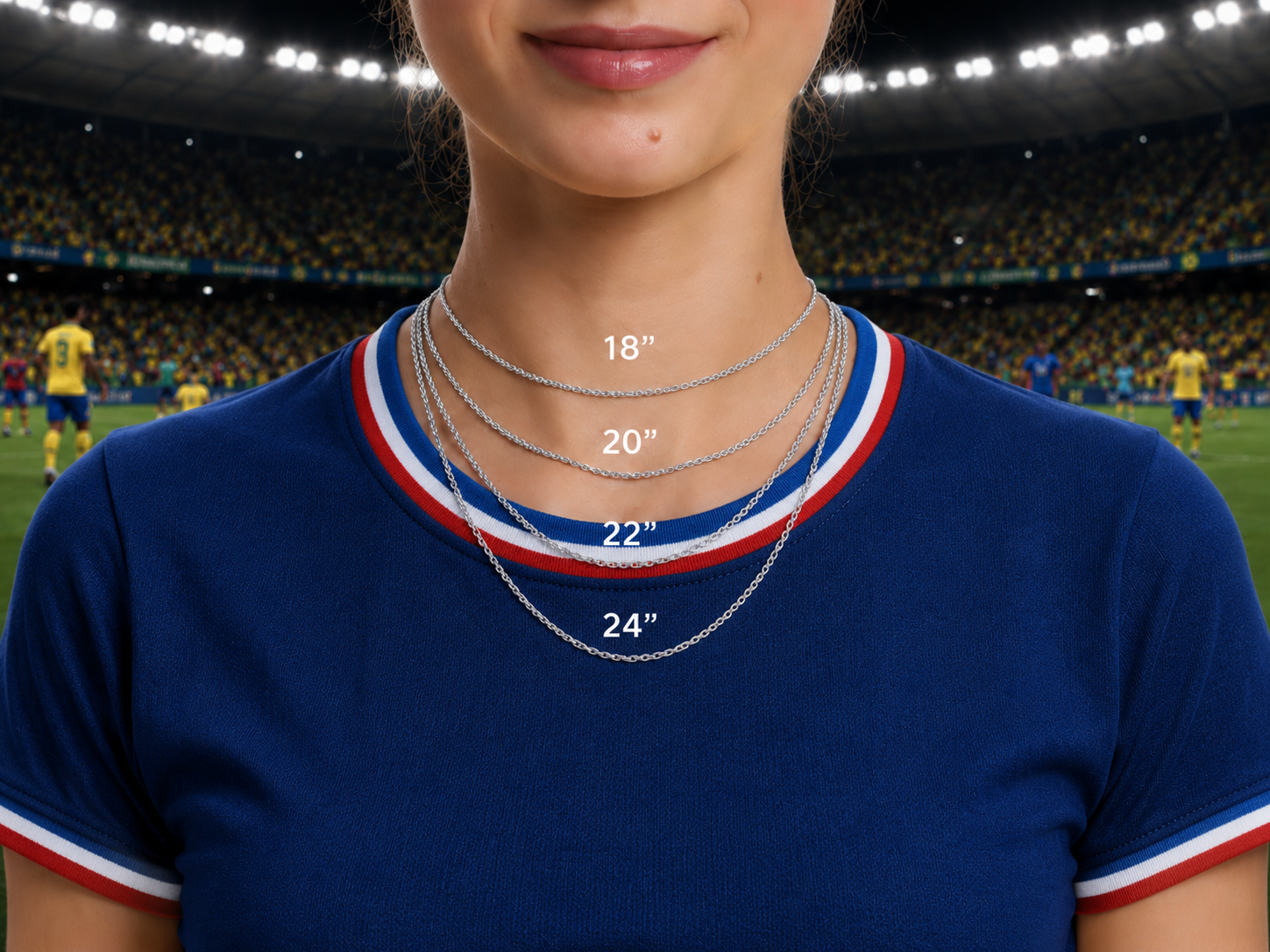 France Soccer Necklace - Stainless Steel Soccer Ball Pendant, Soccer Fan Gift